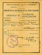 [Certificat de vacunació del Service de la Protections de la Santé Publique del Départament de la Gironde]