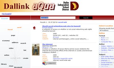 Figura 1. Ejemplo de Aquabrowser en Dallas Independent School District