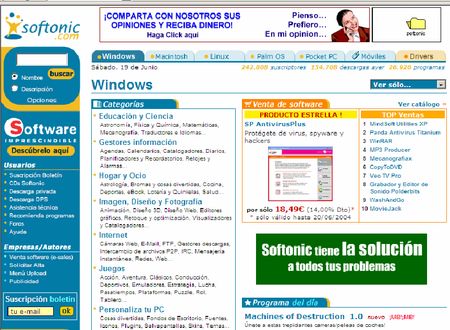 Figura 3. P&aacute;gina web de Softonic