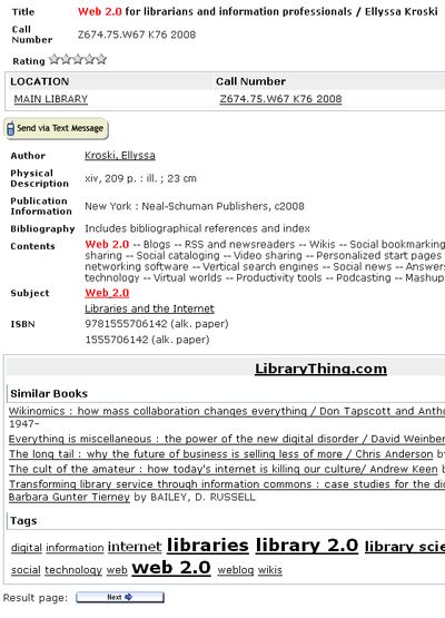 Figura 2. La University of Mississippi ha incorporado en su catálogo una parte obtenida de LibraryThing