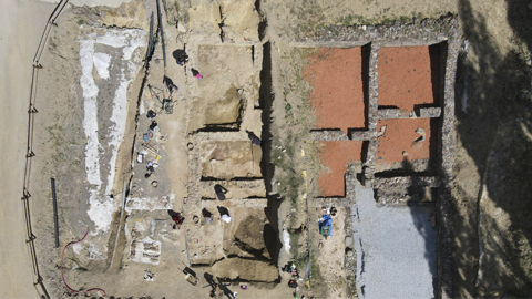 Visió aèria del fòrum romà de Llívia