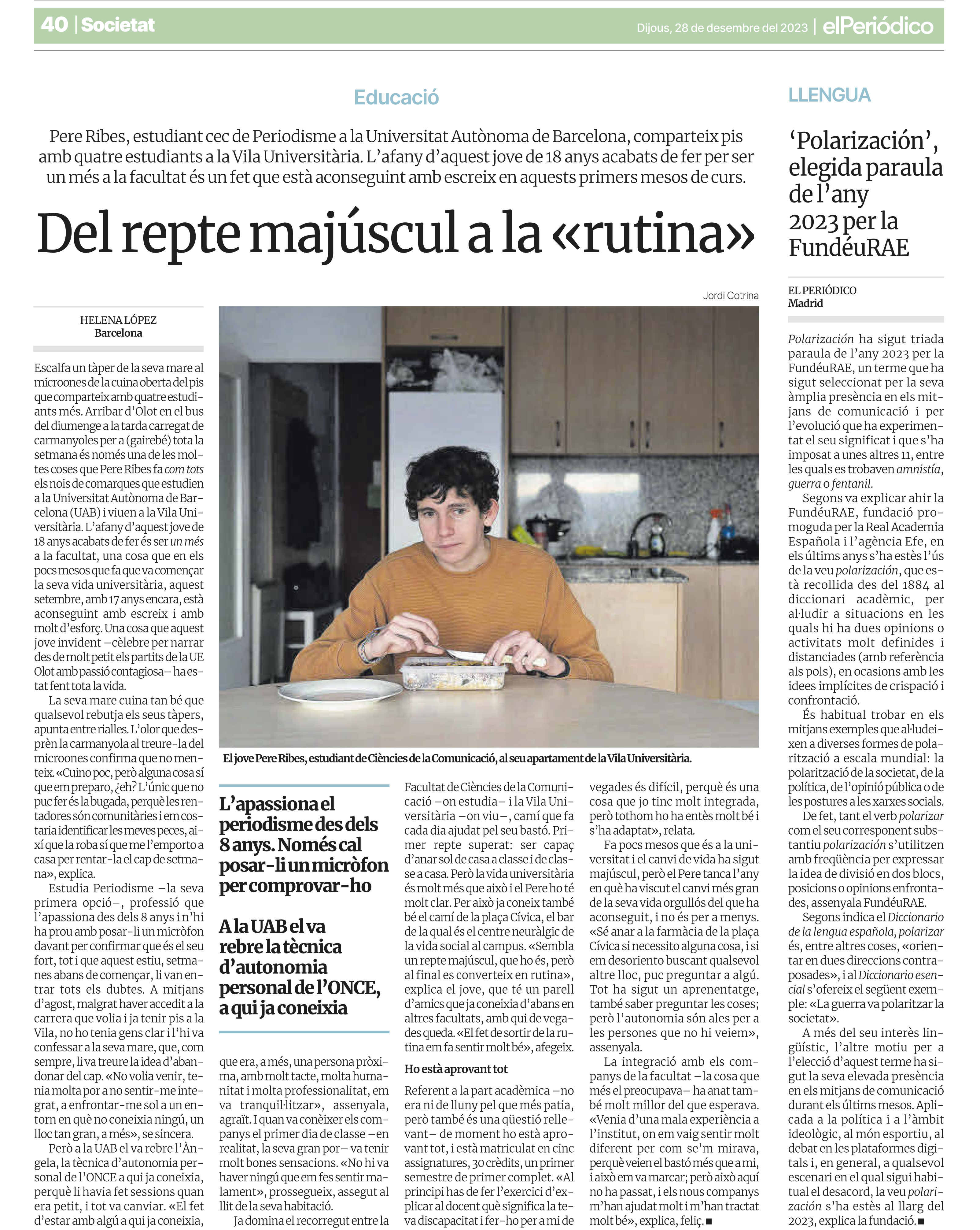 Captura de la notícia al diari