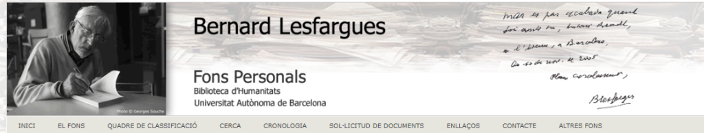 Banner de la web sobre Bernard Lesfargues