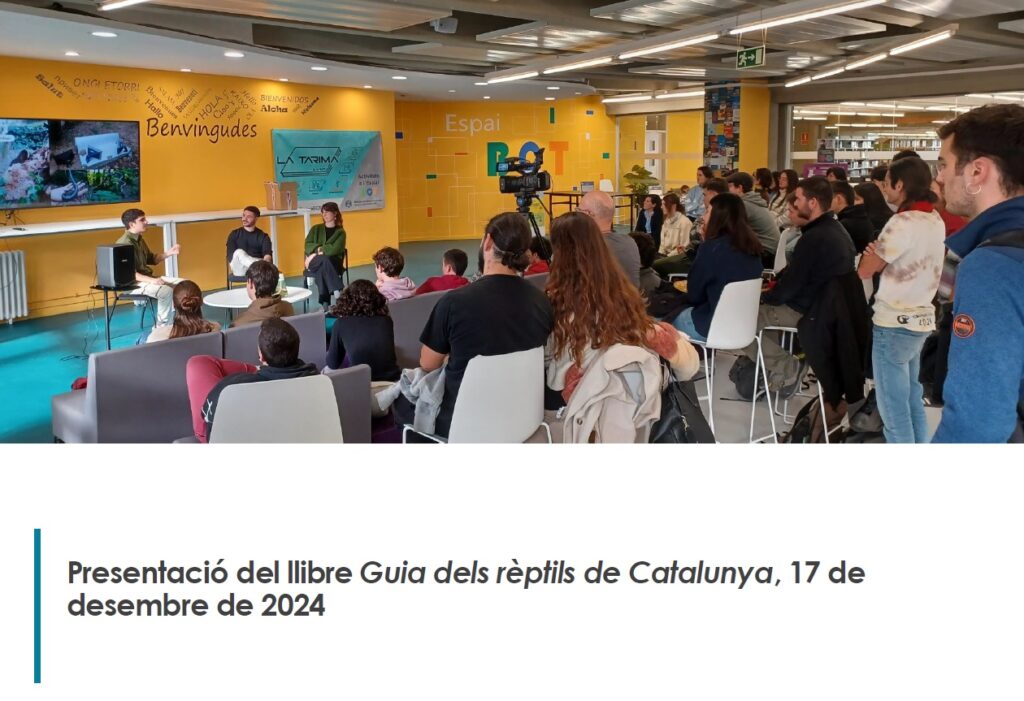 Vestíbul de la Biblioteca de ciència i tecnologia: presentació del llibre: Guia dels rèptils de Catalunya.