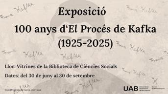 Cartell de l’exposició “100 anys del procés de Kafka (1925-2025)”