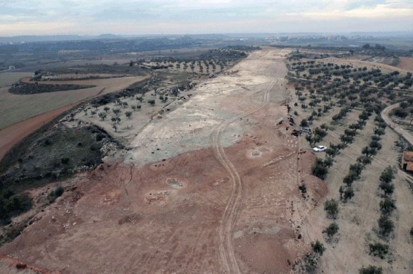 Vista de la traça de les obres de construcció del tram IV del canal Segarra-Garrigues.
