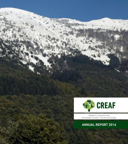 "CREAF's Annual Report 2016" publication cover image