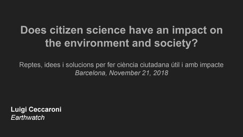 "Does citizen science have an impact on the environment and society?" publication cover image