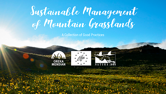 Cover of the good practices manual ‘Sustainable Management of Mountain Grasslands'. Crèdit: LIFE OREKA MENDIAN.