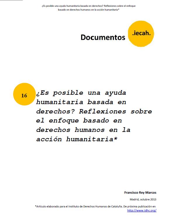 ¿Es posible una ayuda humanitaria basada en derechos? Reflexiones sobre el enfoque basado en derechos humanos en la acción humanitaria