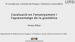 L'avaluació en l'ensenyament i l'aprenentatge de la gramàtica