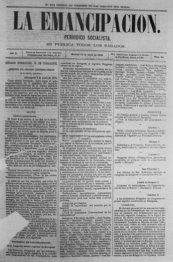 Exemplar del setmanari La Emancipación (1872)