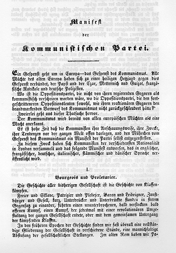Primera pàgina del Manifiesto de 1848