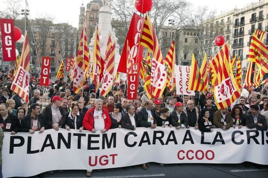 Fotografia manifestació (La Vanguardia, 14 de març de 2009)