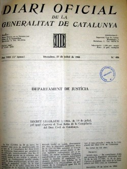 p�gina del DOGC del 1984 en qu� es va tornar a publicar la compilaci�, ja en democr�cia