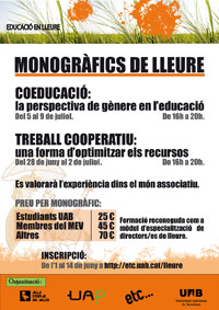 Cartell dels monogràfics de lleure