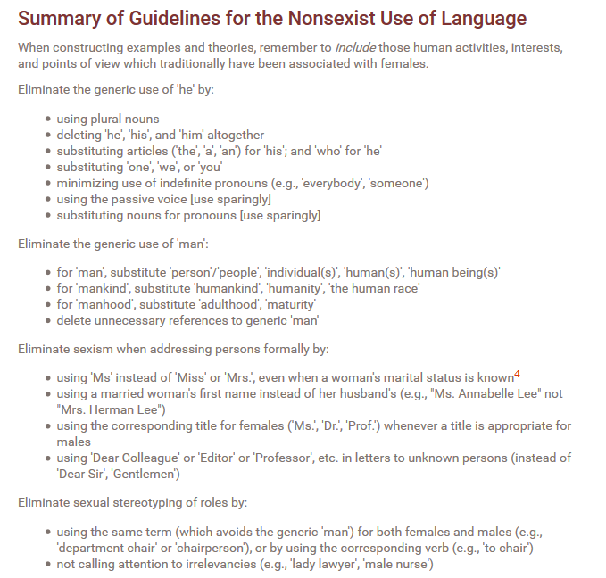 Nonsexist use of Language