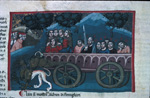 Chariot with the seven virtues and apostles
