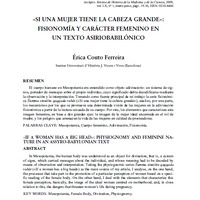 Si una mujer tiene la cabeza grande»: fisionomía y carácter femenino en un texto asiriobabilónico 
